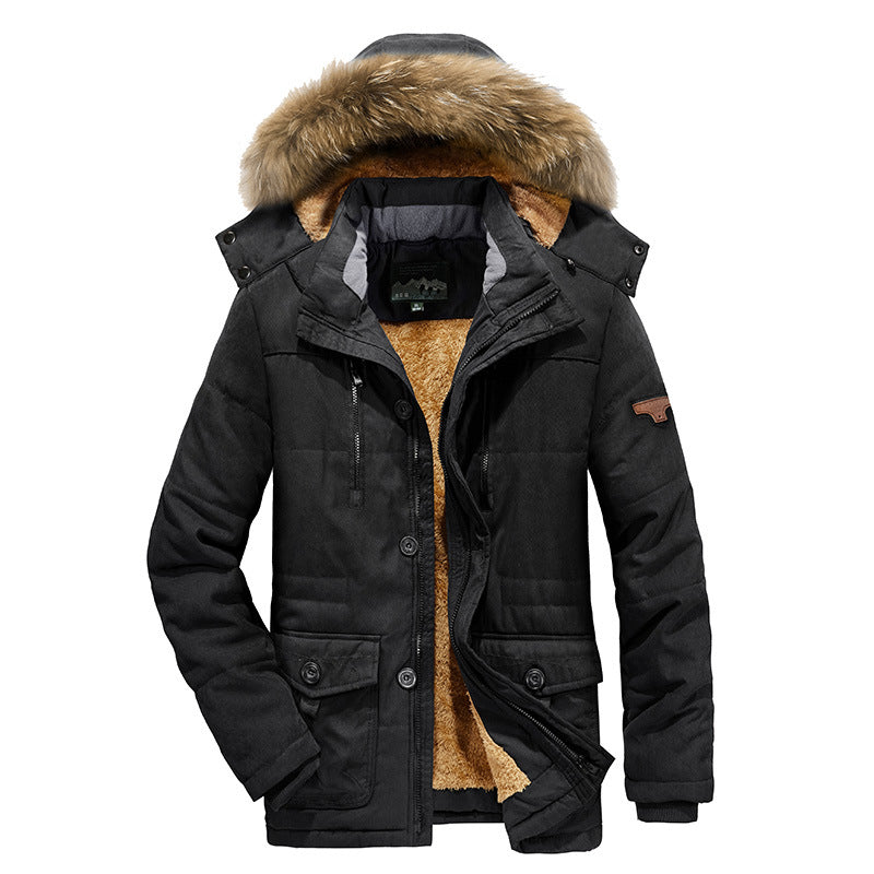 Herren Gefütterter Winterparka im Field-Style mit Teddyfutter und Kunstfellkapuze – Marzano