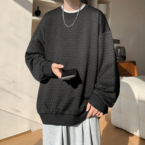 Herren Oversize-Quilt-Sweatshirt mit Rautenmuster und gerippten Bündchen Echo Archiv