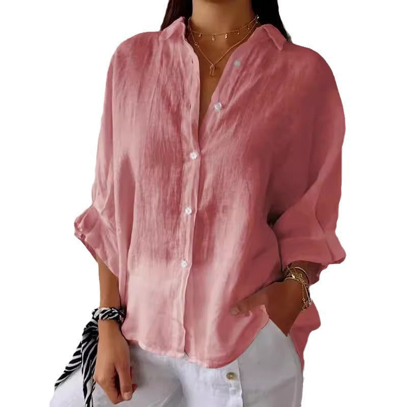Damen Leichte Leinenbluse mit Lockerer Passform – Élovi