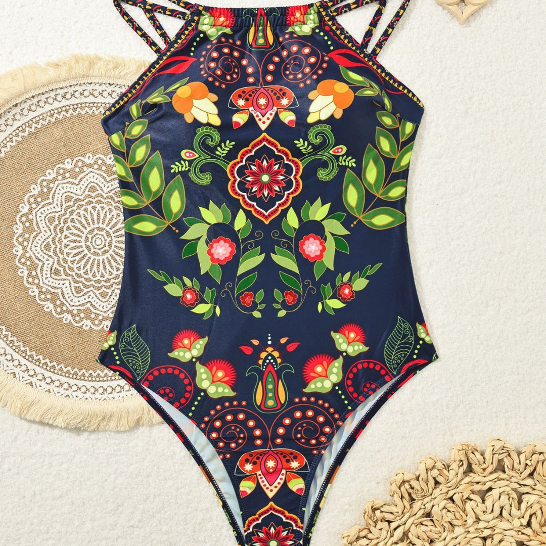 Damen Sportlicher Badeanzug mit floralen Details Echo Archiv