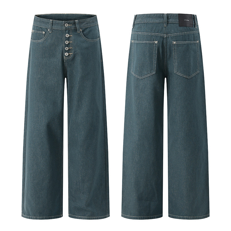 Herren Marlene-Denimhose im ultraweiten Baggy-Cut mit sichtbarer Knopfleiste Echo Archiv