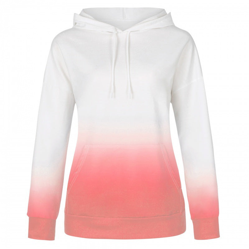 Damen Oversize Kapuzenpullover mit Dip-Dye Farbverlauf und Kängurutasche – Auréline
