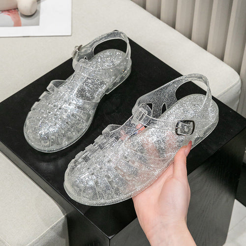Damen Glitzernde Freizeit-Sandalen Im Riemchen-Stil mit Verstellbarem Verschluss Echoarchiv