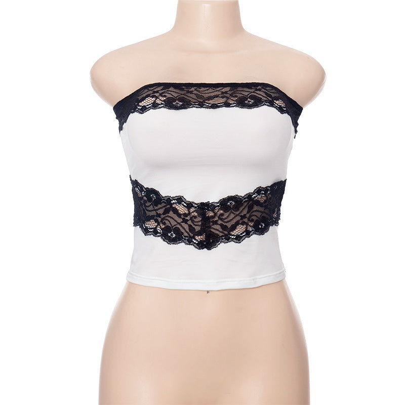 Damen Bandeau-Oberteil mit elegantem Spitzenbesatz und figurschmeichelnder Passform Echo Archiv
