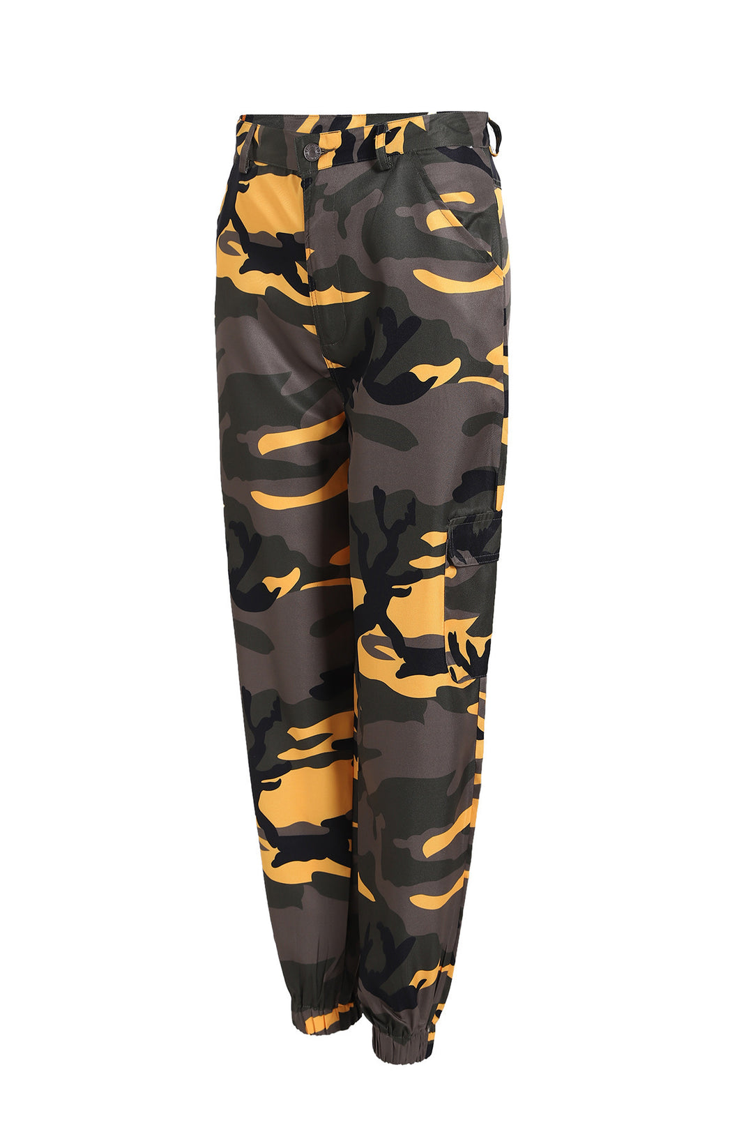 Damen Cargohose mit Camouflage‑Print, elastischem Bund und Beinbündchen Echoarchiv