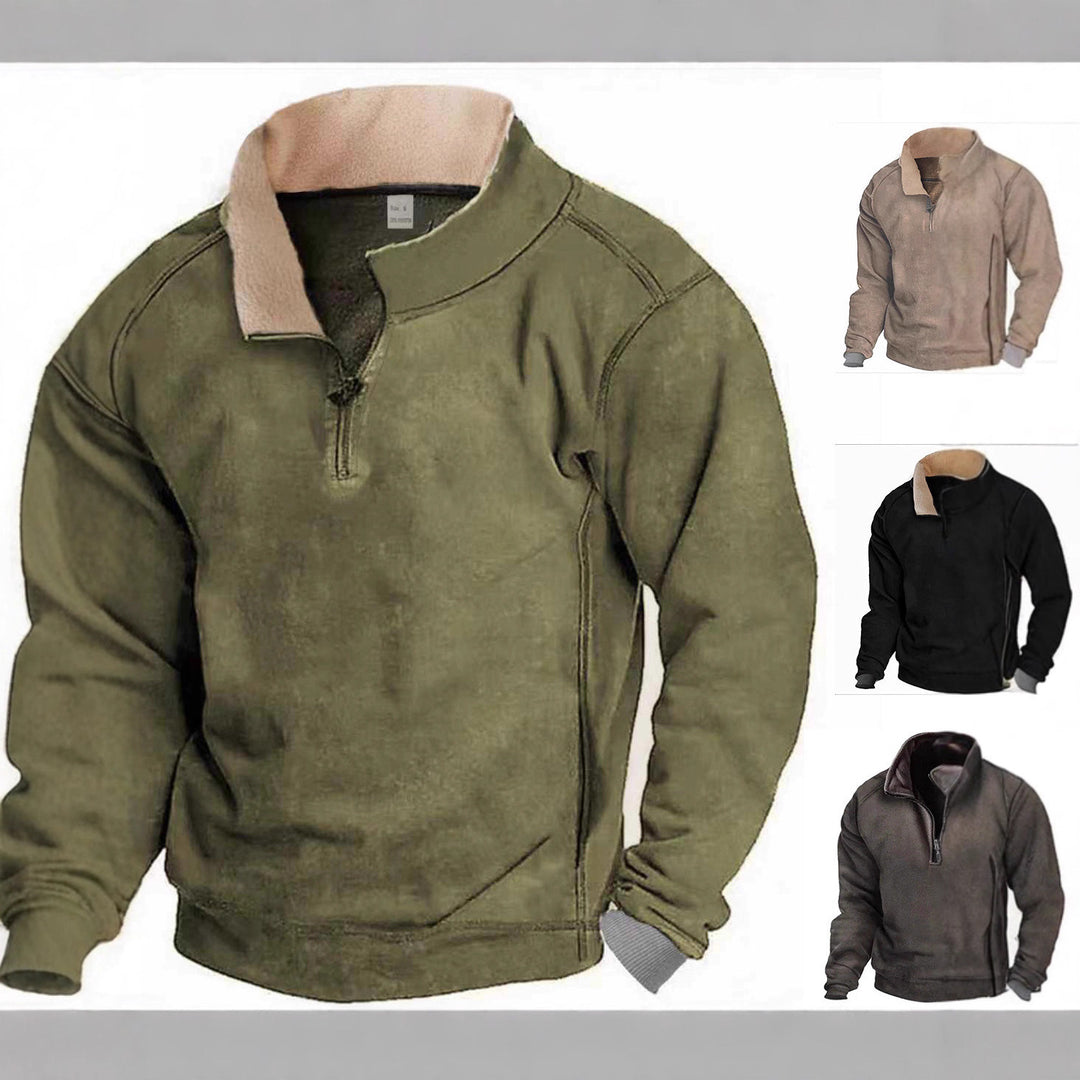 Herren Fleece-Pullover mit Stehkragen und praktischer Reißverschlussöffnung Echoarchiv