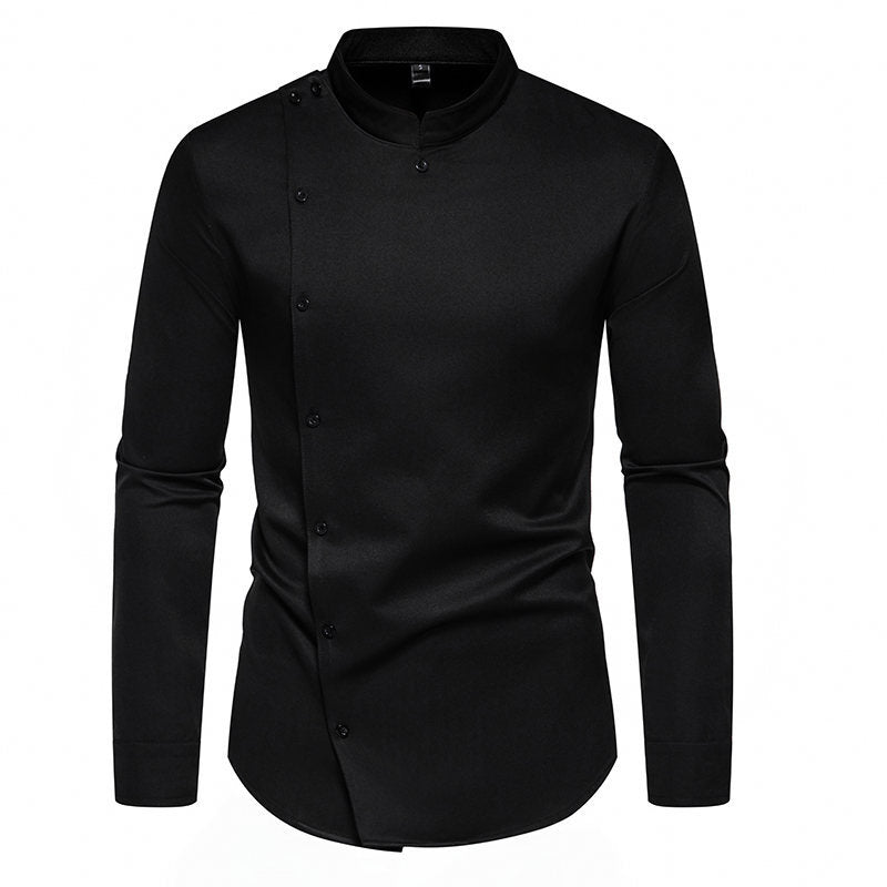 Herren Langarm Hemd mit modernem Knopfdesign Echoarchiv