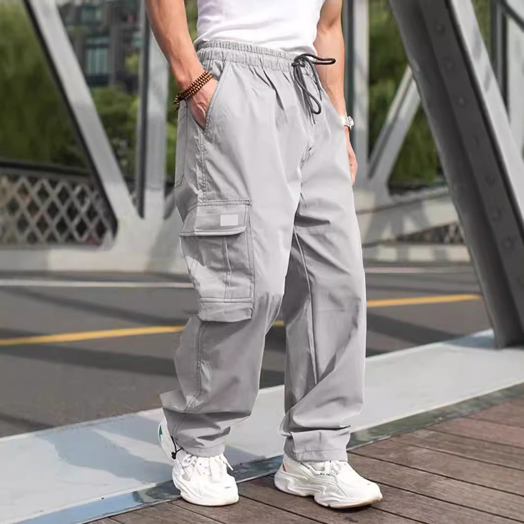 Herren lässige Cargo-Hose mit elastischem Bund und multifunktionalen Taschen – Bravaro