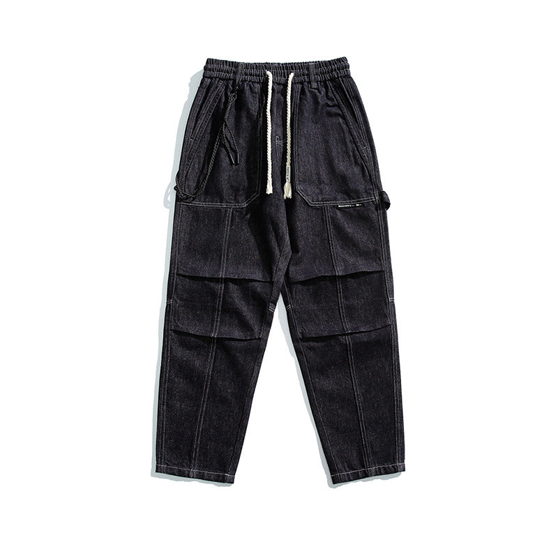 Herren Relaxed Denim-Cargohose mit elastischem Bund und verstärkten Kniepaneelen Echo Archiv