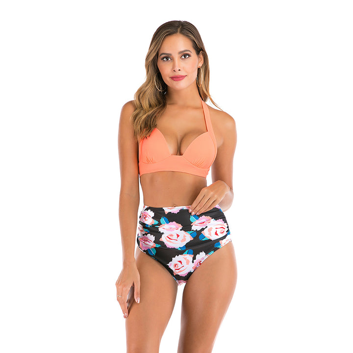 Damen Hoch taillierter Bikini mit floralem Design Echo Archiv