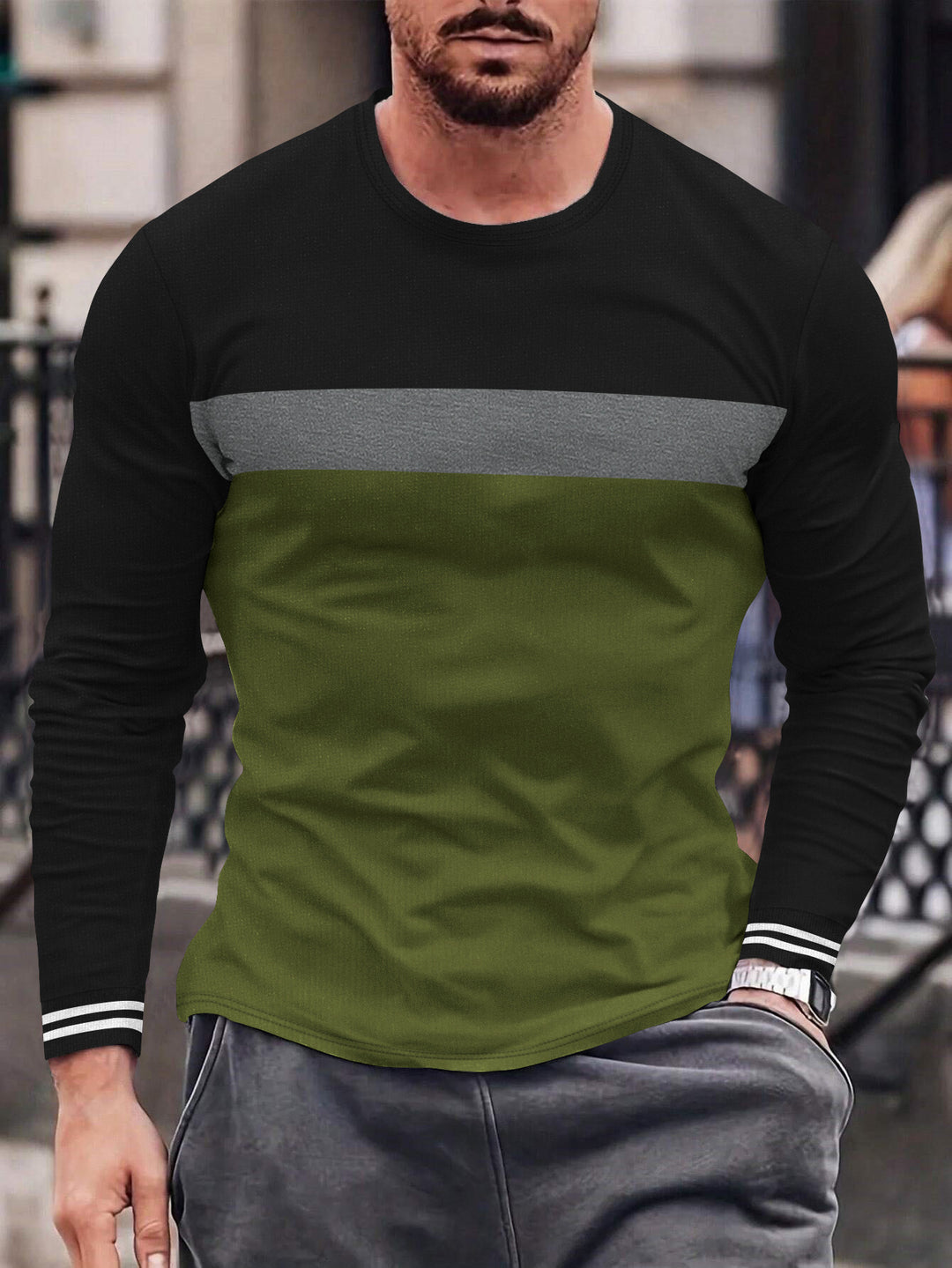 Herren Langarmshirt mit sportlichen Farbakzenten und bequemer Passform Echoarchiv