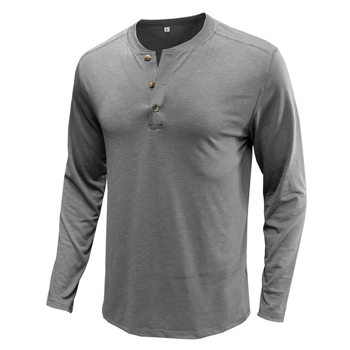 Herren Langarm-Henley-Shirt mit komfortablem Schnitt und praktischer Knopfleiste Echoarchiv