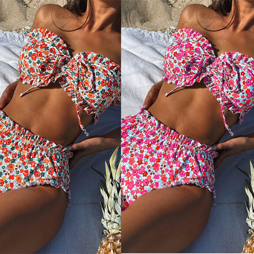 Damen Bandeau-Bikini mit verspielten Rüschendetails Echo Archiv