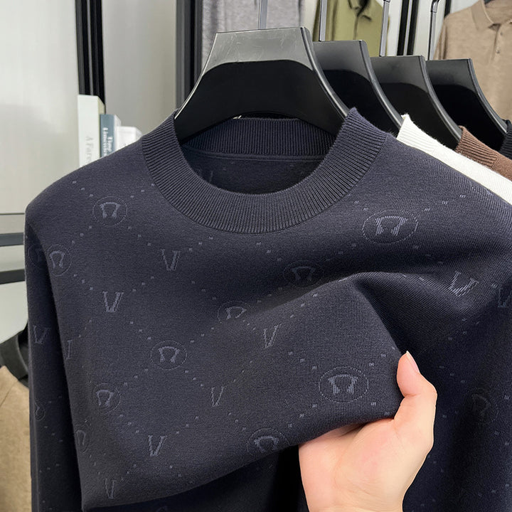 Herren eleganter Rundhalspullover mit strukturiertem Design Echoarchiv