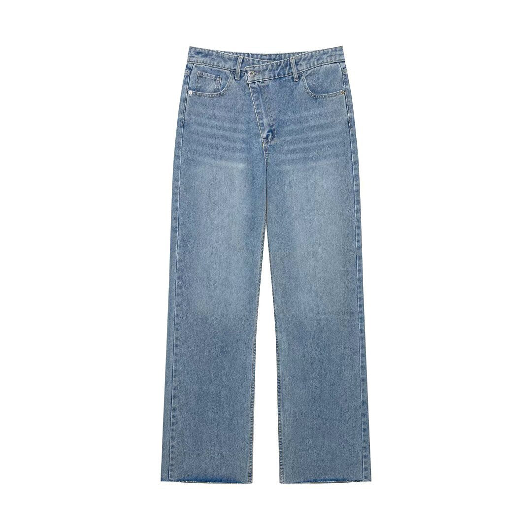 Damen Hochtaillierte weite Jeans mit geradem Bein und Fünf‑Taschen‑Schnitt Echo Archiv
