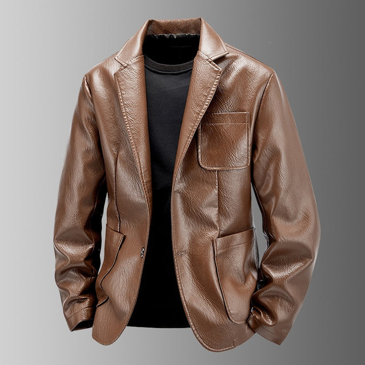 Herren Elegante Kunstlederjacke im klassischen Schnitt – Valtoré