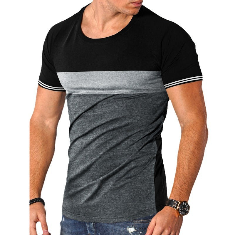 Herren modernes Kurzarm-T-Shirt mit strukturiertem Design und Kontrastdetails Echoarchiv