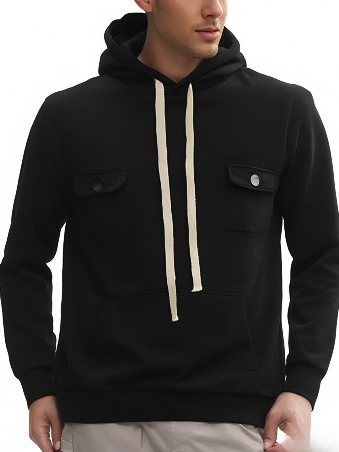 Herren stylischer Kapuzenpullover mit funktionalen Taschen und hohem Kragen Echoarchiv