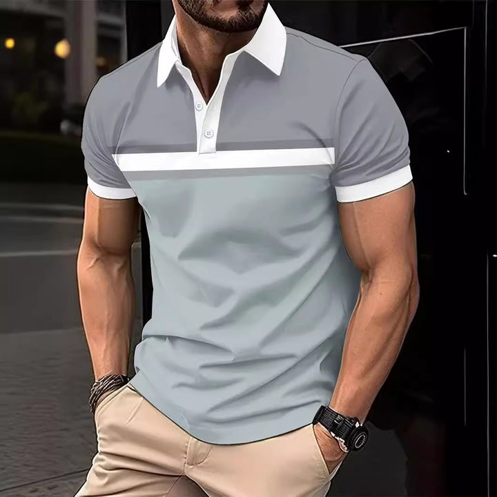Herren Polohemd mit modernem gestreiften Design und hochwertigem Baumwollmaterial Echoarchiv