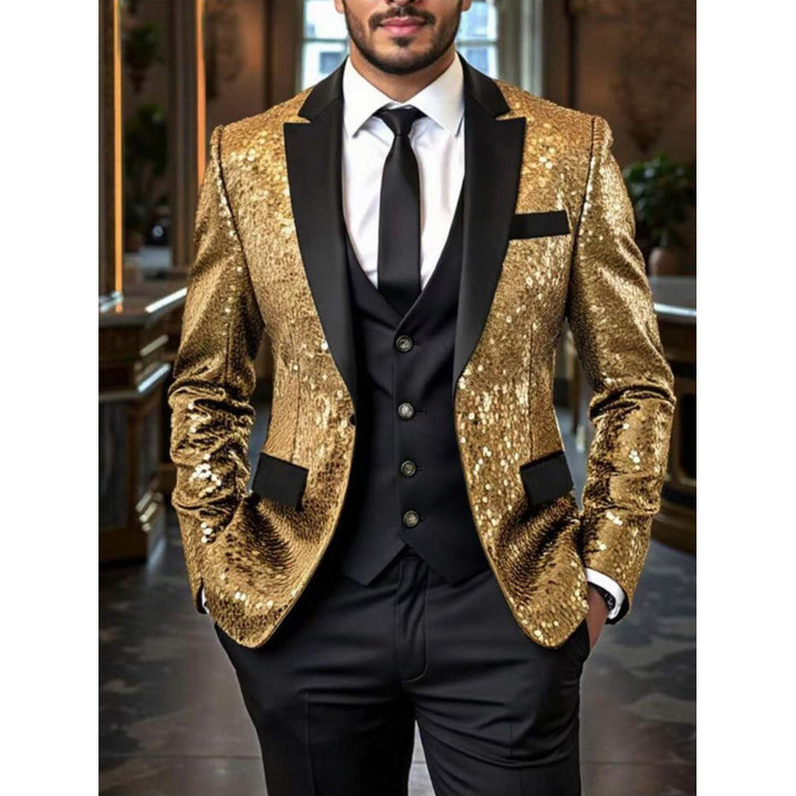 Herren Glamouröser Pailletten-Smokingblazer Echoarchiv 1761380182