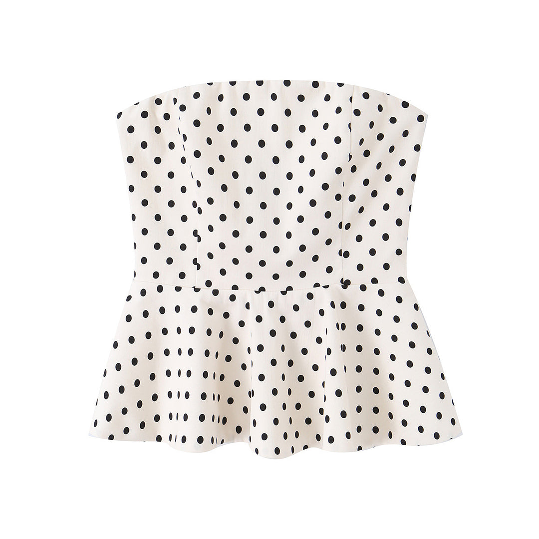 Damen Peplum-Oberteil mit strukturiertem Polka-Dot-Muster Echo Archiv