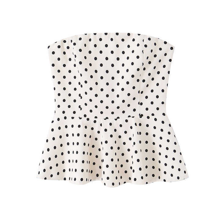 Damen Peplum-Oberteil mit strukturiertem Polka-Dot-Muster Echo Archiv