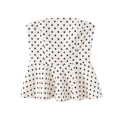 Damen Peplum-Oberteil mit strukturiertem Polka-Dot-Muster Echo Archiv