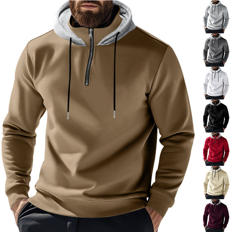 Herren sportlicher Hoodie mit halbem Reißverschluss und modernem Kapuzenaufbau Echoarchiv