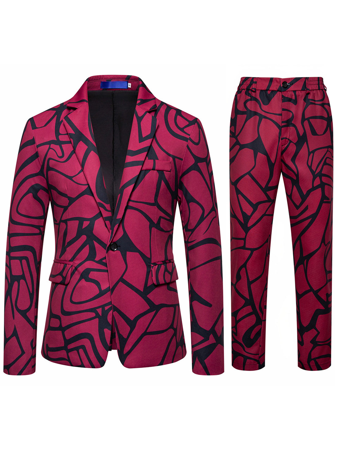 Herren Zweiteiliges Satin-Anzugsset mit grafischem Allover‑Print und schmaler Silhouette Echo Archiv