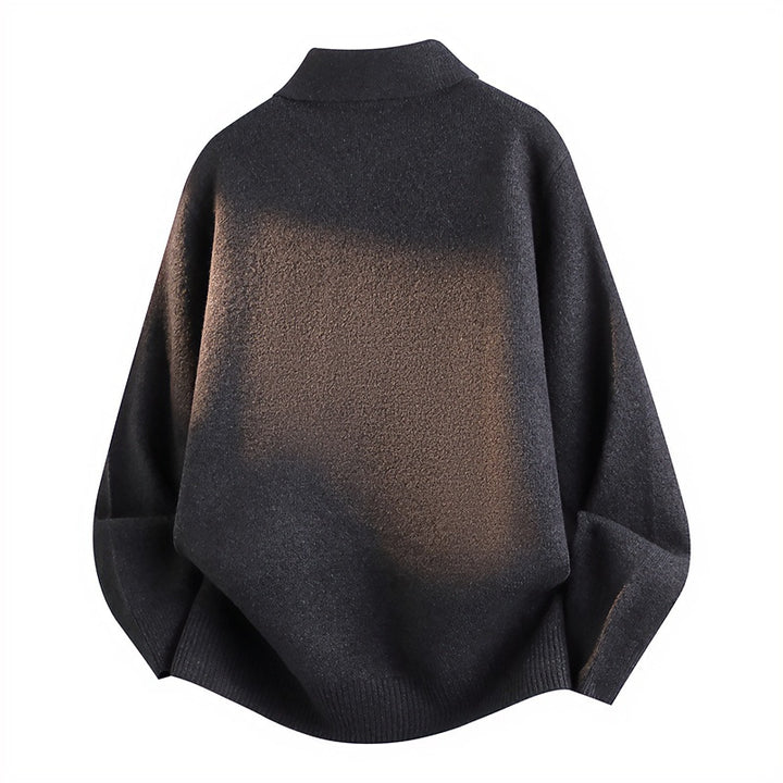 Unisex Lässiger Oversize-Strickpullover mit Polokragen und Halber Knopfleiste Echoarchiv