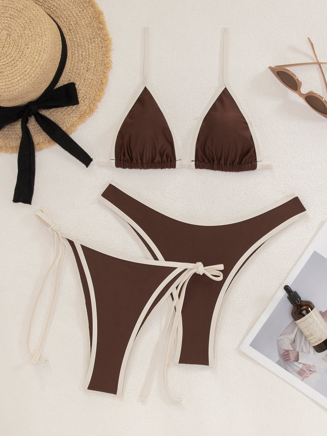 Damen Triangel-Bikini-Set mit verstellbaren Bindebändern und kontrastierenden Akzenten Echo Archiv