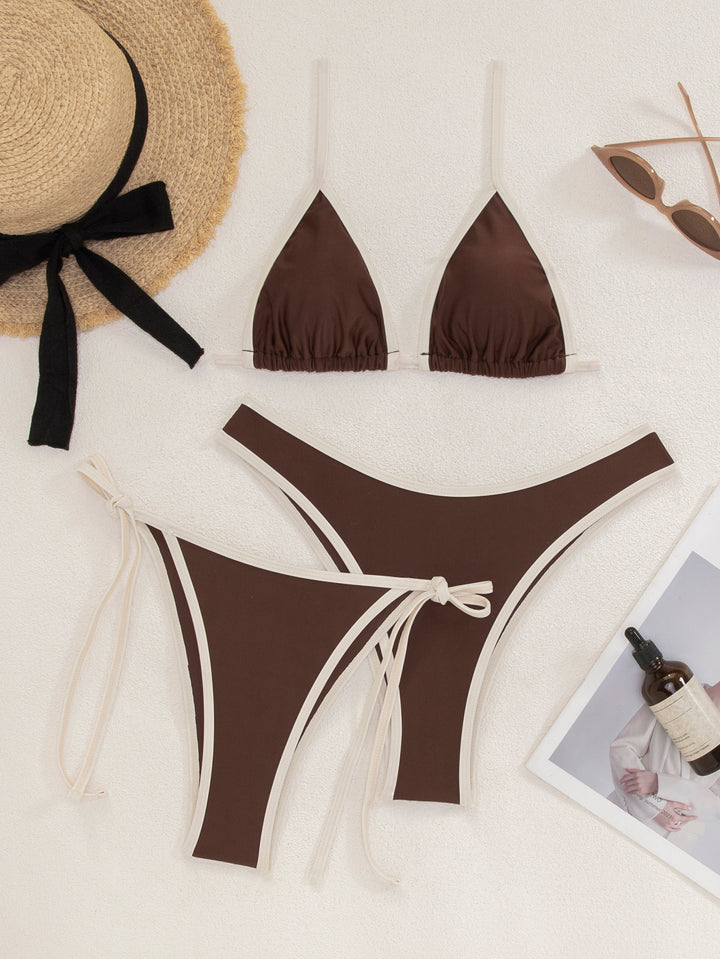Damen Triangel-Bikini-Set mit verstellbaren Bindebändern und kontrastierenden Akzenten Echo Archiv