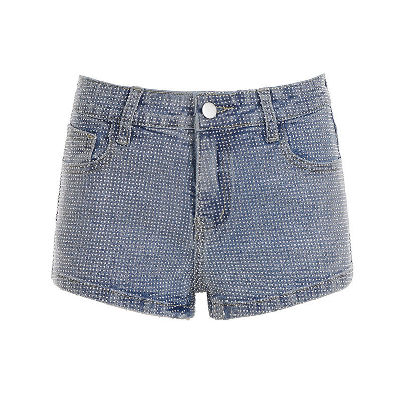 Damen Glitzernde Denim-Shorts mit funkelnden Akzenten Echo Archiv