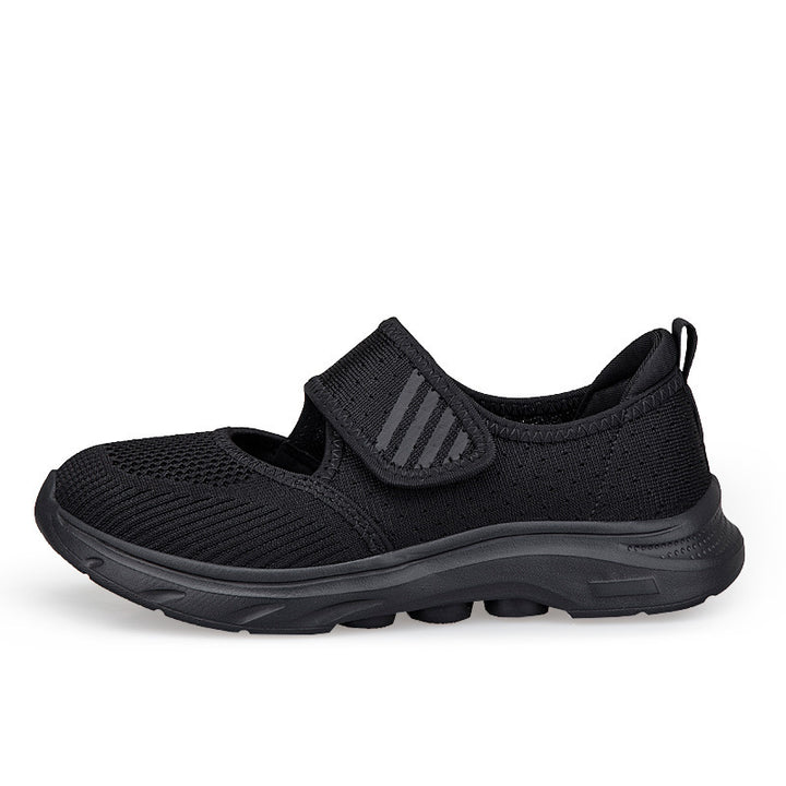 Damen nan Strick-Riemen-Sneaker mit Klettverschluss, gepolstertem Fußbett und stoßdämpfender EVA-Sohle Echo Archiv