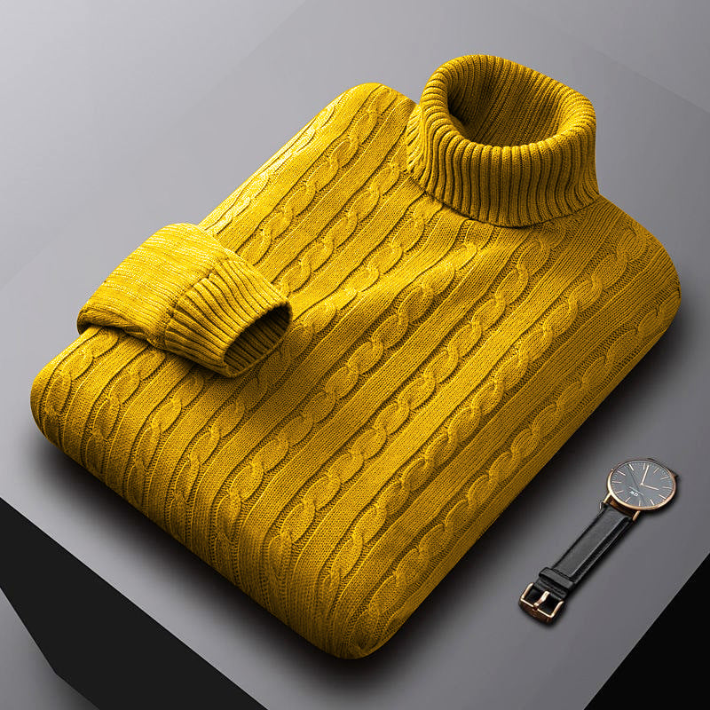 Herren nan grob gestrickter Rollkragenpullover mit Zopfmuster und wärmender Strickstruktur Echo Archiv