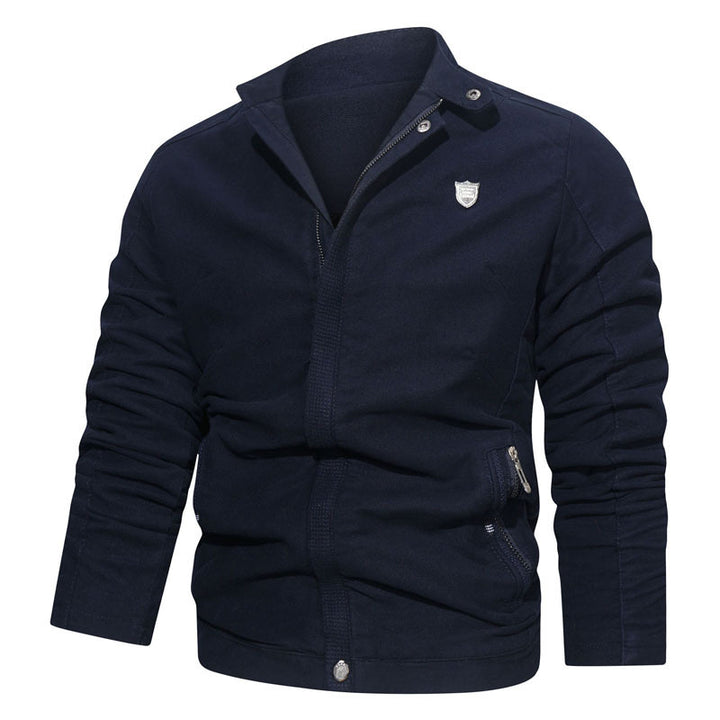 Herren Slim-Fit Canvas Blouson mit Stehkragen, verdecktem Reißverschluss und Reißverschlusstaschen Echo Archiv