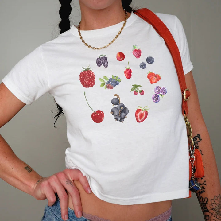Damen Crop-T-Shirt mit kreativem Telefon-Design Echo Archiv