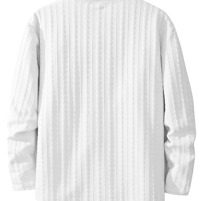 Herren Feinstruktur-Grobstrick Rundhals-Sweatshirt mit Zopfmuster & relaxed Schnitt Echoarchiv
