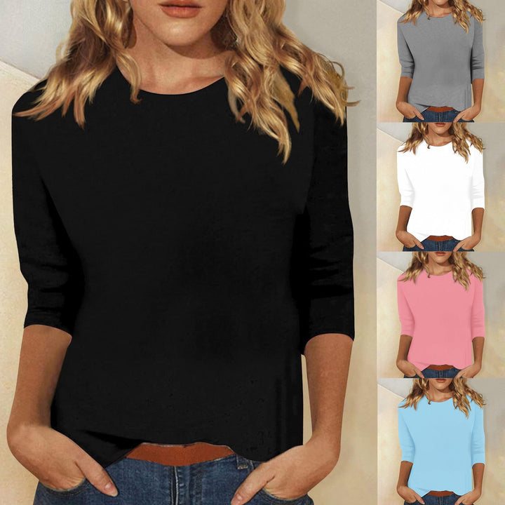 Damen Lockeres Baumwollshirt mit 3/4-Ärmeln Echoarchiv