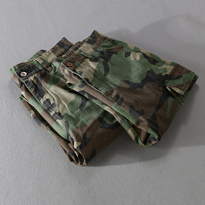 Herren Slim-Tapered Cargohose im Military-Stil mit Gummibündchen und Klappentaschen Echoarchiv