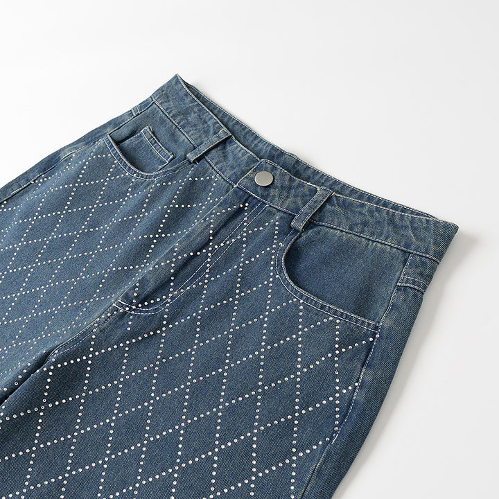 Damen nan gerade Jeans mit Rautensteppung, hoher Taille und geradem Bein Echo Archiv