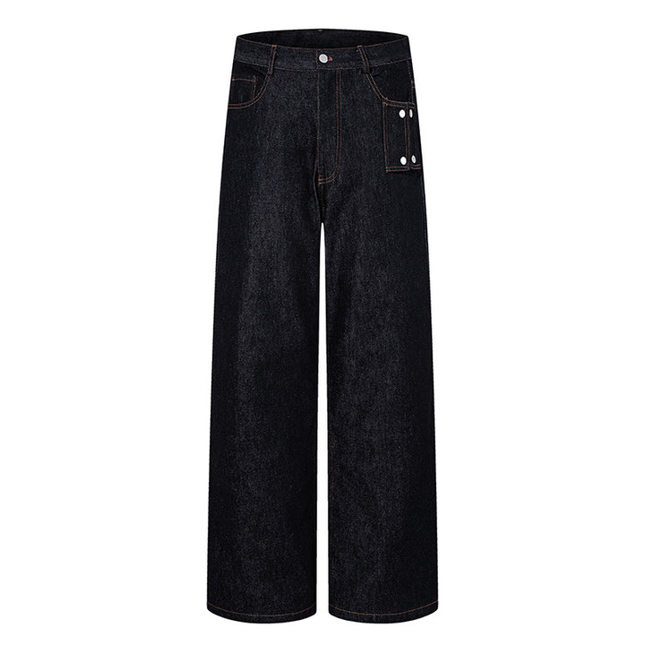 Damen Hochtaillierte Wide‑Leg Jeanshose mit Utility‑Tasche Echoarchiv