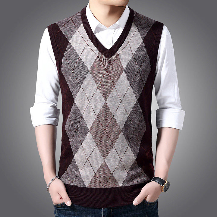 Herren elegante Argyle-Strickweste Echoarchiv