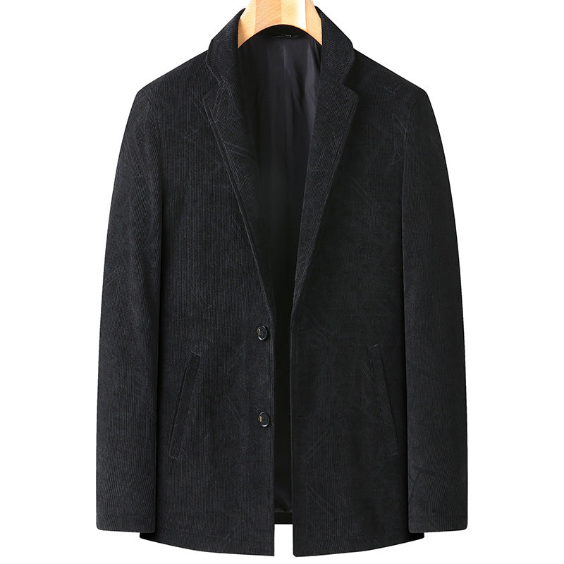 Herren Struktur-Blazer aus Wollmischung mit dezenter Diamantstruktur und schmalem Revers – Tianoro