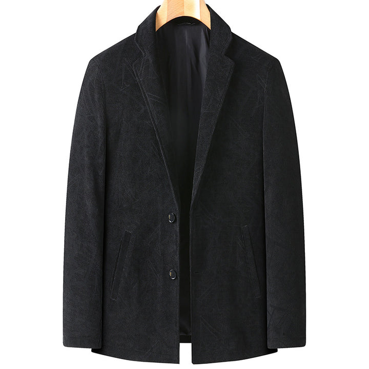 Herren Struktur-Blazer aus Wollmischung mit dezenter Diamantstruktur und schmalem Revers – Tianoro