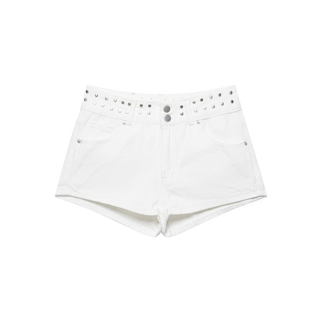 Damen modische Denim-Shorts mit dekorativem Nietenbund Echo Archiv
