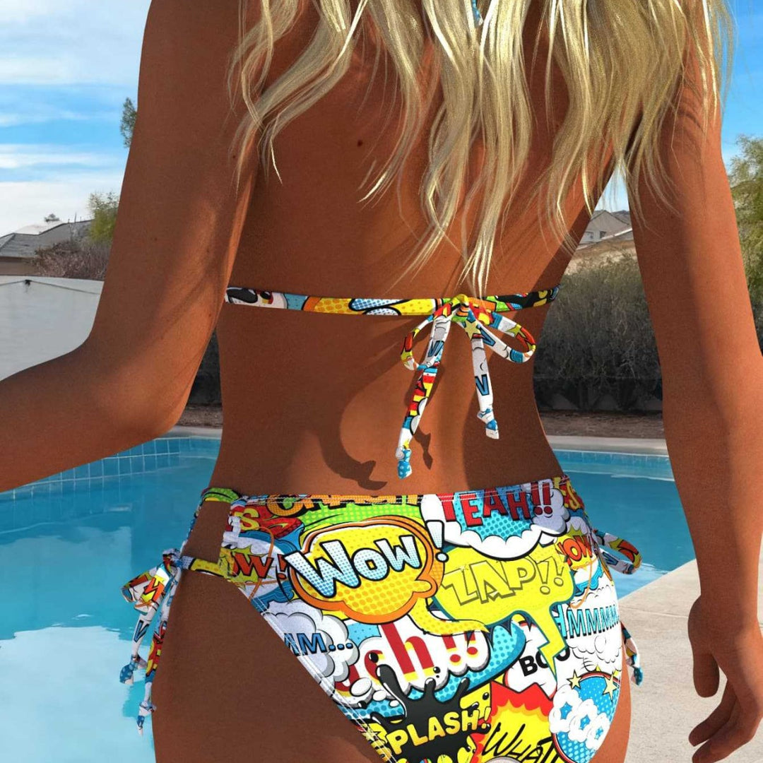 Damen Triangel-Bikini mit comic-inspiriertem Muster Echo Archiv