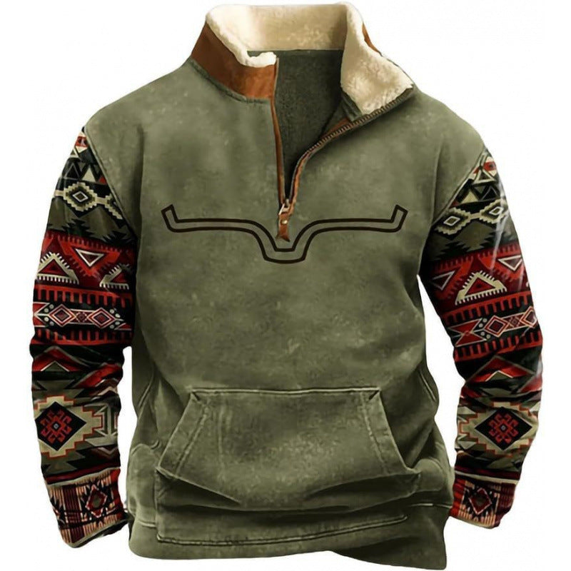 Herren Wärmender Fleece-Pullover mit Stehkragen Echoarchiv