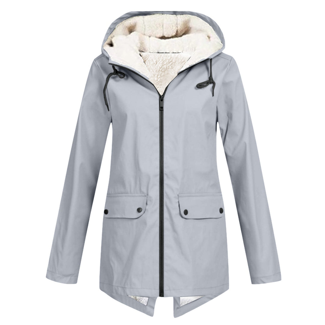 Damen wetterfeste und gefütterte Regenjacke mit verstellbarem Kapuzenkragen Echoarchiv