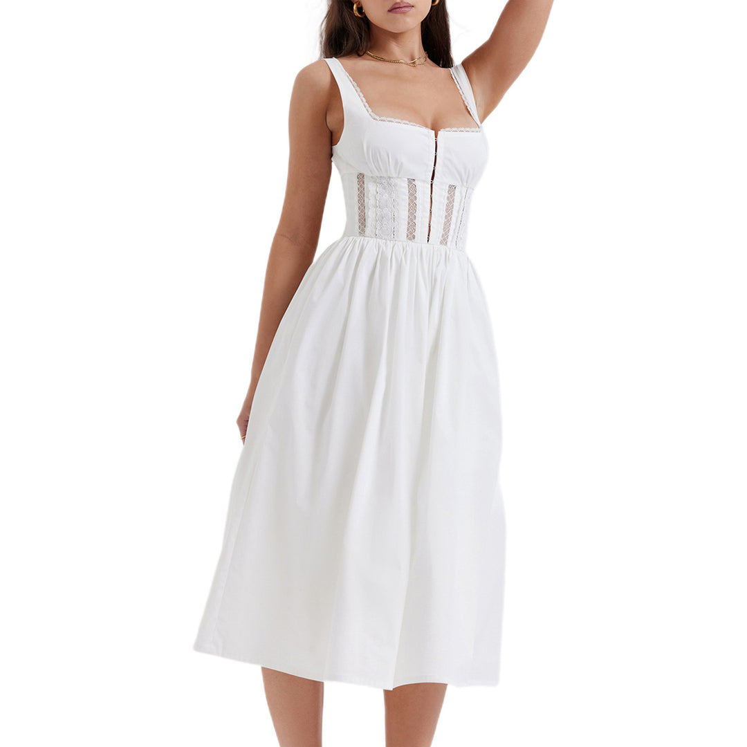 Damen Midi-Kleid mit raffinierten Spitzenakzenten und tailliertem Schnitt Echo Archiv